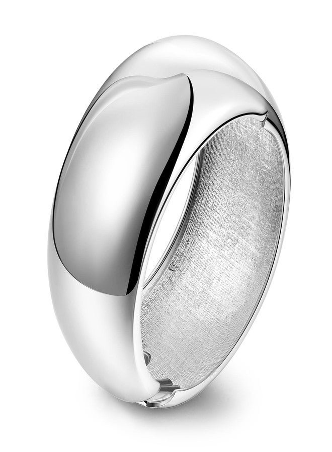 NICEIGHT 18K Gold Plated Chunky Bangle Bracelets for Women Gold Wide Cuff Bangle Bracelet Hammered Minimalist Thick Wrist Wrap Bracelets Silver S5 - Image 1